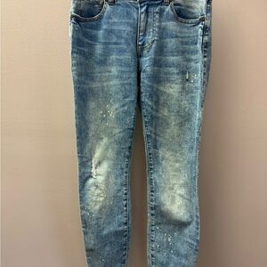 CAbi women’s Light Blue speckled Skinny Jeans style #5492